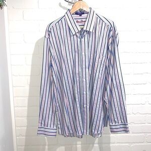 Alan‎ Flusser shirt striped xxl soft button down